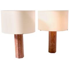 Pair of Marble Table Lamps by Jules Wabbes
