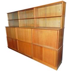 Oscar, Large 1950 Oak Bookcases with Secretary Part