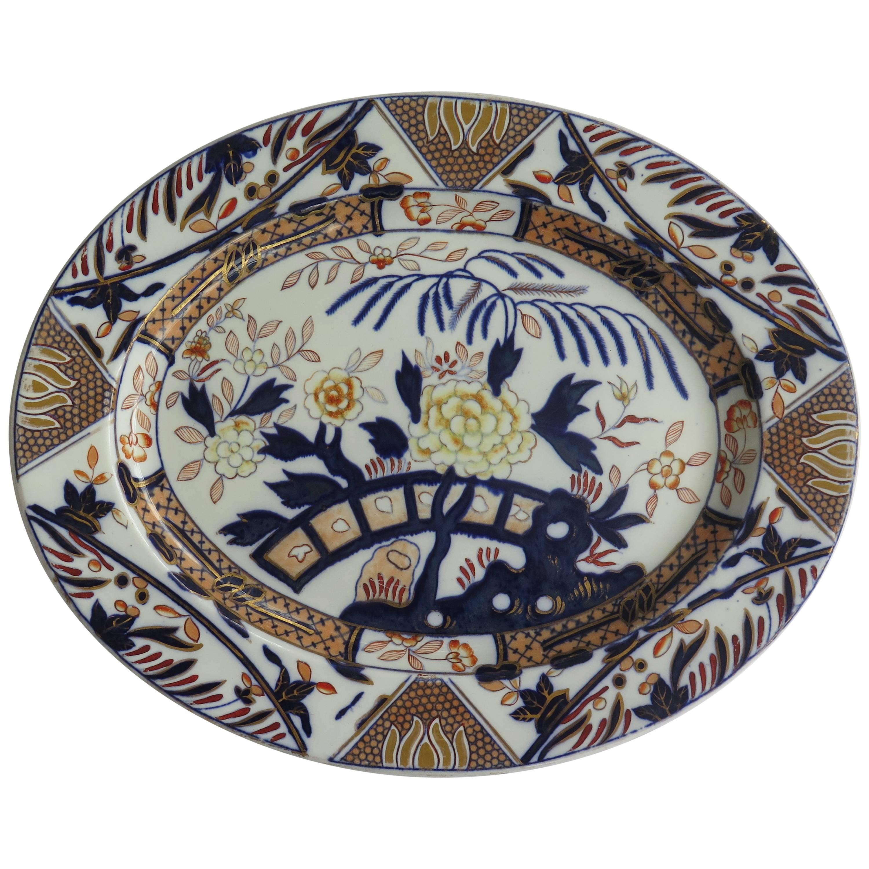 Large Mason's 'Ashworth' Ironstone Platter, Chinoiserie, Hand painted , Ca.1860