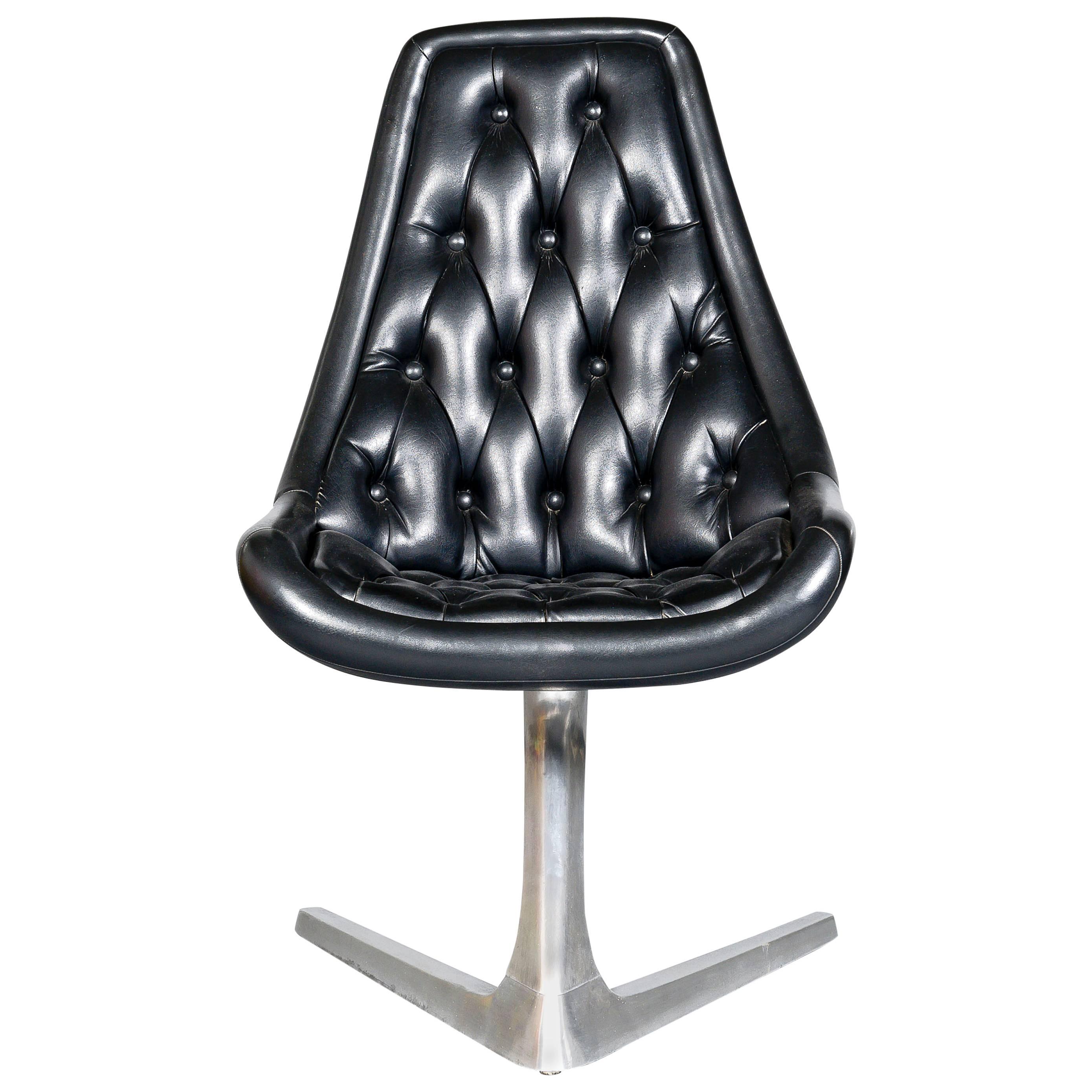 1960s Aluminium Chromcraft 'Sculpta' Chair Re-Upholstered in Black Leather For Sale
