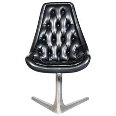 1960s Aluminium Chromcraft 'Sculpta' Chair Re-Upholstered in Black Leather