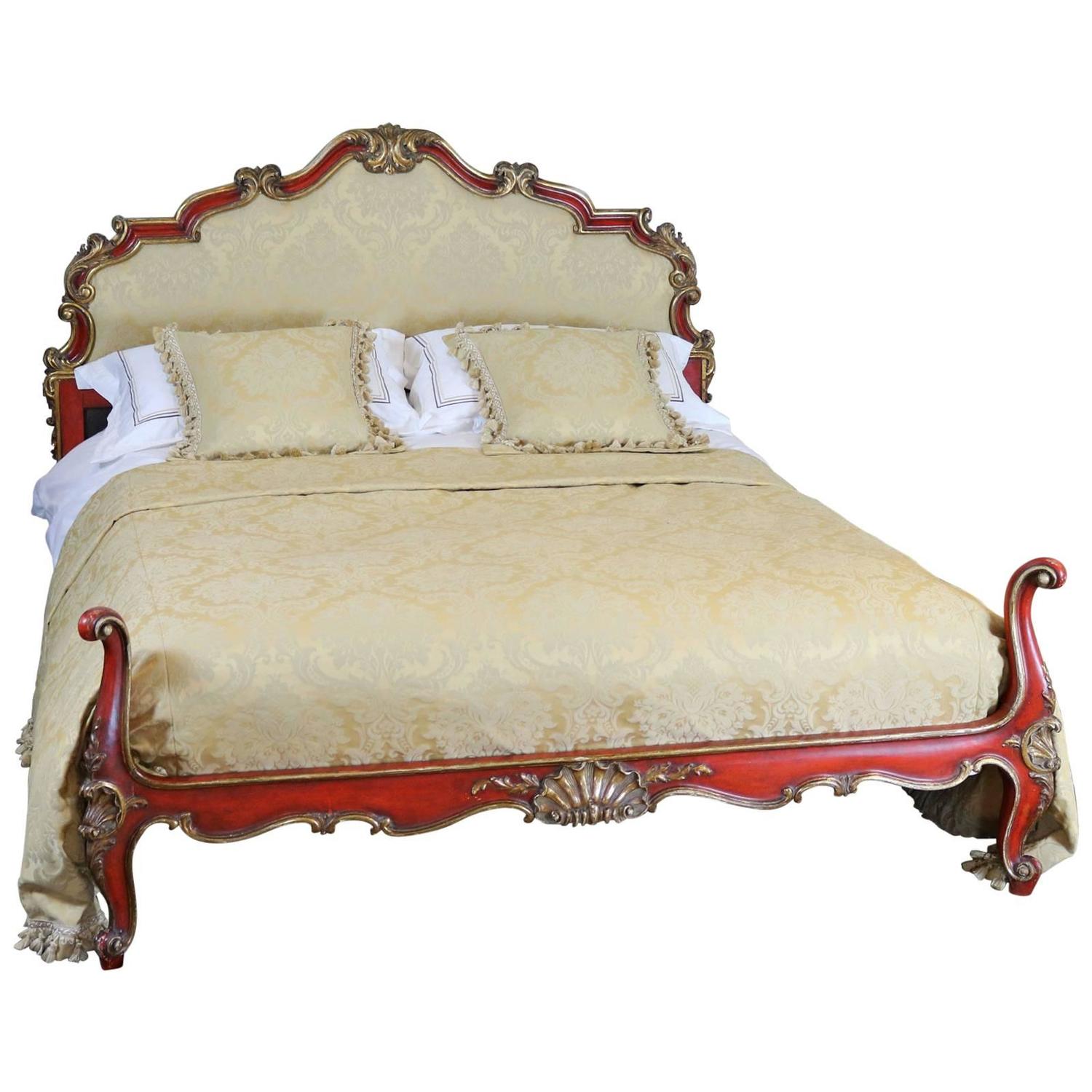 Italian Rococo Upholstered Bed at 1stdibs