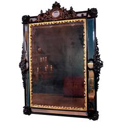 19th Century Ebonized Cushion Mirror