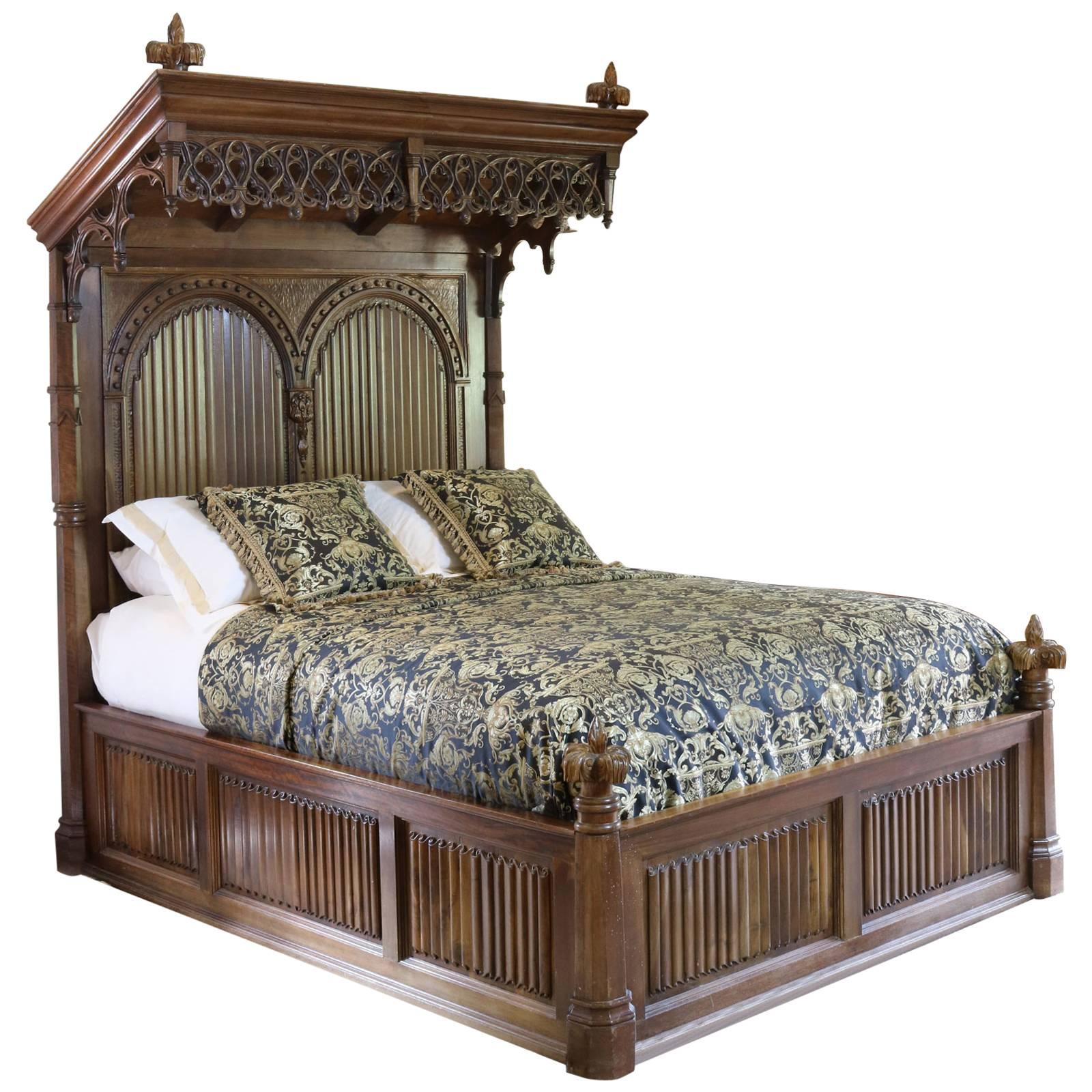 Gothic Mahogany Half Tester Bed