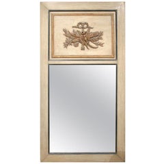 19th Century French Trumeau Mirror with Trophy, Custom Painted