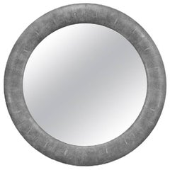 Round Faux Shagreen Mirror