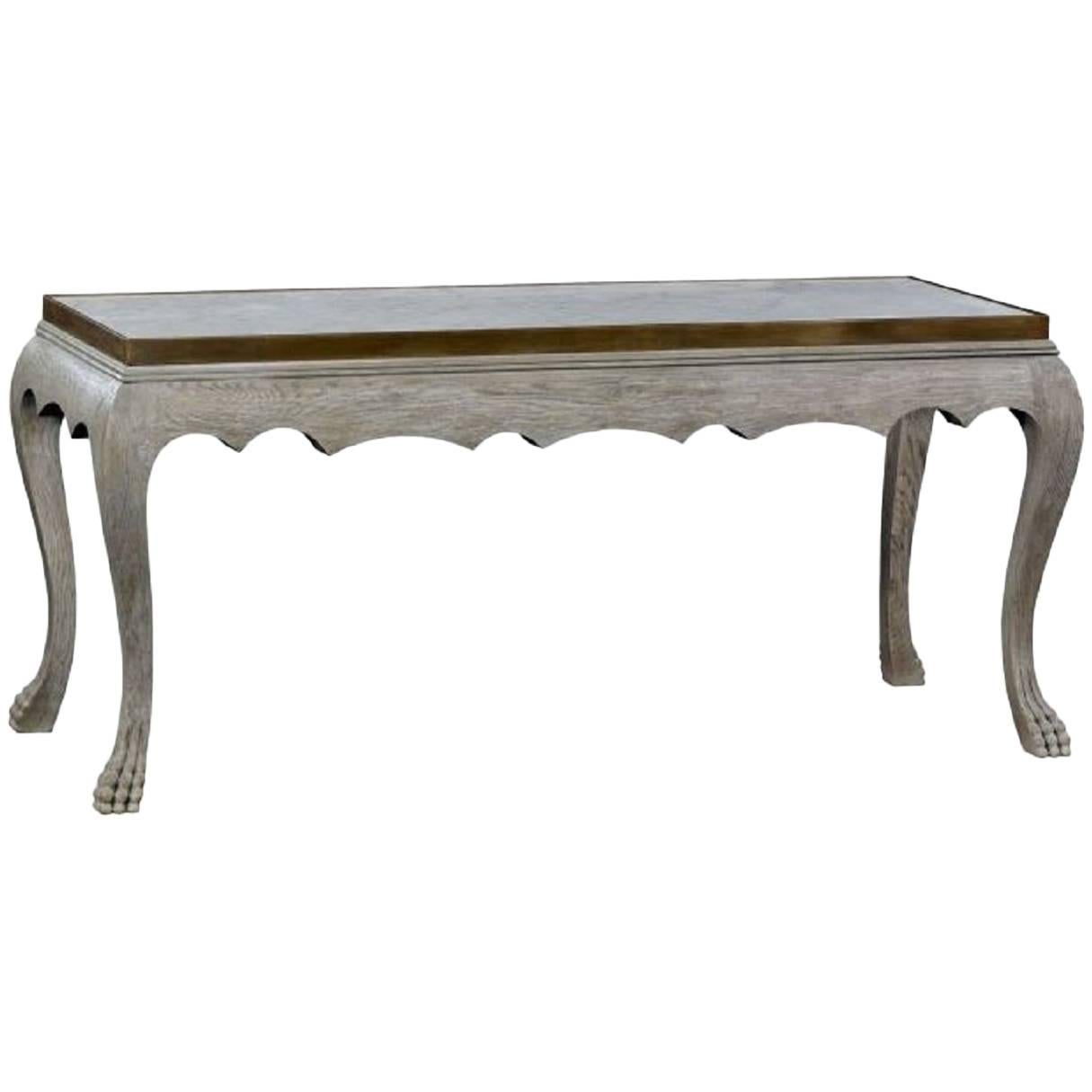 Gray Oak Clawed Foot Console For Sale