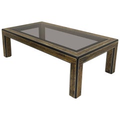 Bernhard Rohne Acid Etched Brass Coffee Table for Mastercraft