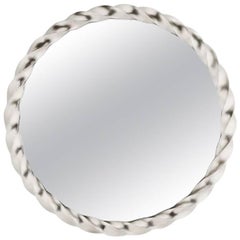 Round Silver Leaf Twisted Mirror