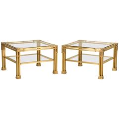 Pair of Solid Brass Coffee Tables Attributed to Valenti