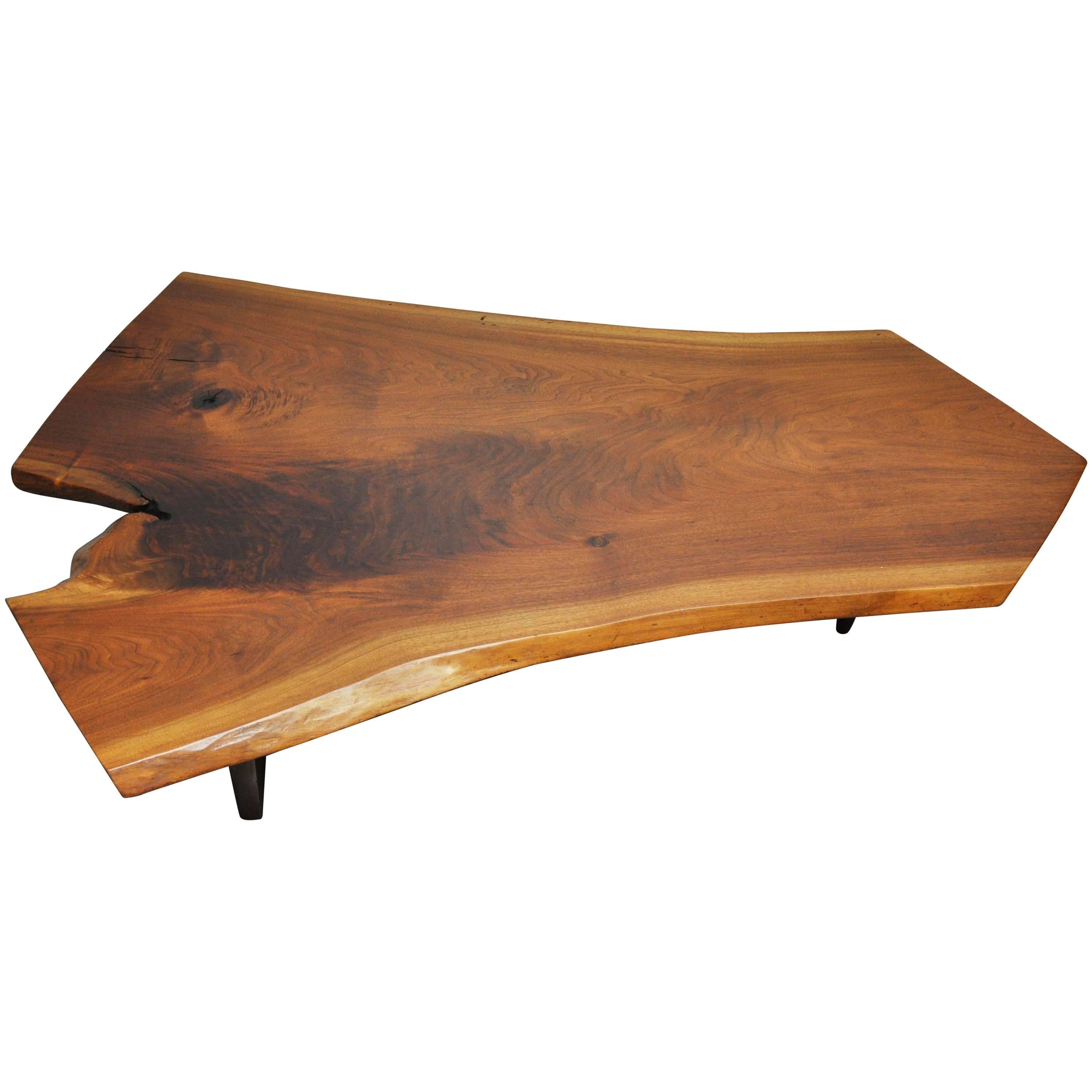 George Nakashima Walnut Slab Conoid Coffee Table