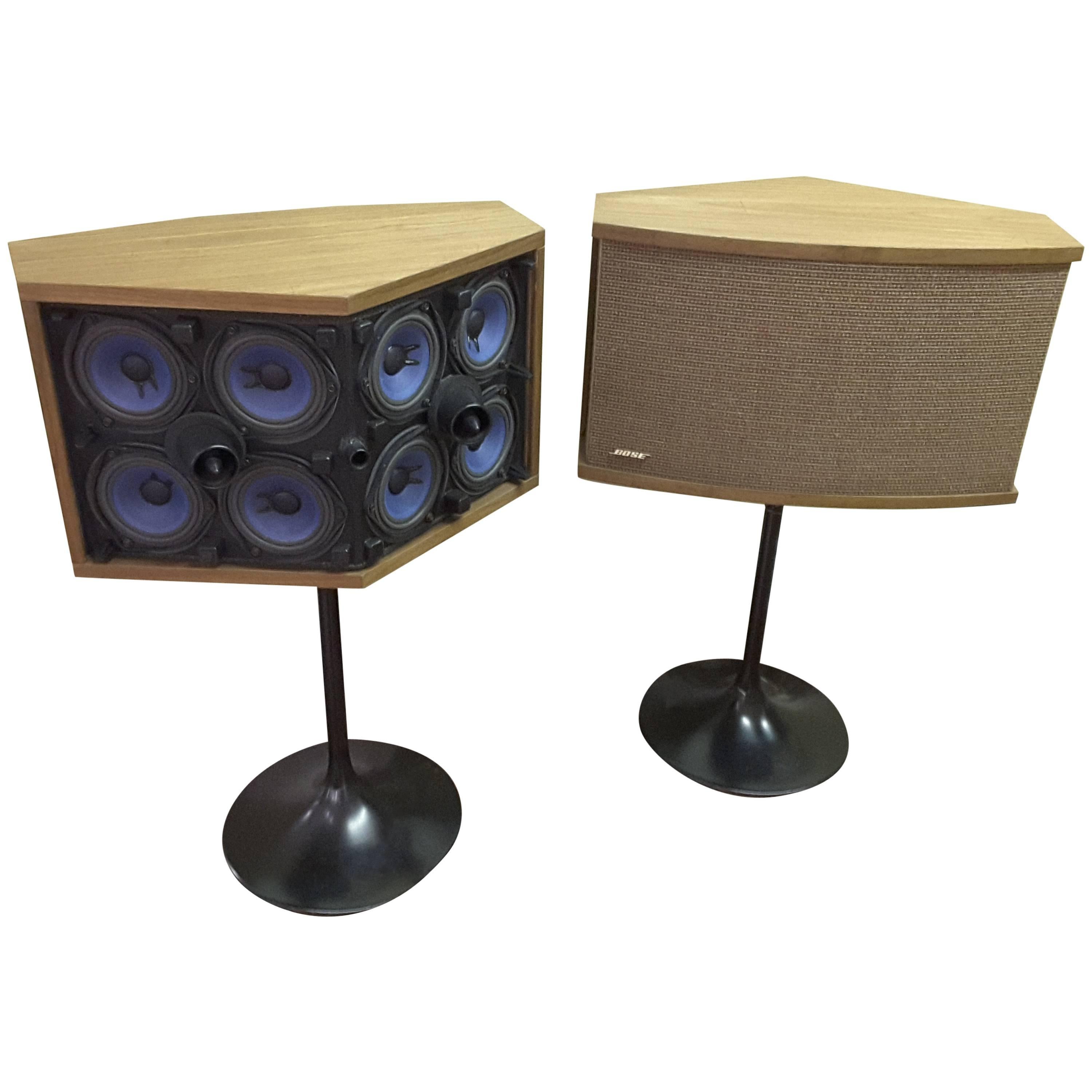 Pair of Bose 901's Walnut Speakers on Eero Saarinen Tulip Pedestals, circa 1968