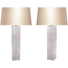 Pair of Modern Rock Crystal Quartz Lamps