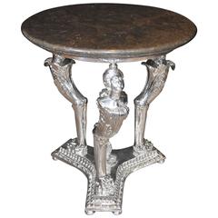 French Empire Style Silver Plate Side Occasional Table