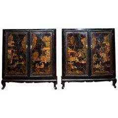 Antique Elegant Pair of Chinese Cabinets