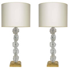 Pair of Murano Glass and Brass Feet Lamps