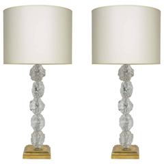 Pair of Murano Glass and Brass Feet Lamps 11