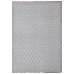 Tapis Dhurrie surdimensionné en coton vintage aux couleurs douces, Collection de Thomas Britt