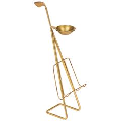 French Vintage Brass Magazine Stand with Ashtray 5