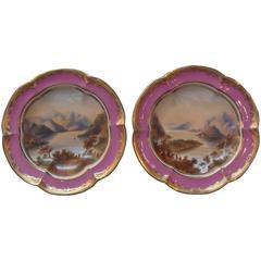 Early 19th Century Antique Pair of Hand-Painted English Compotes