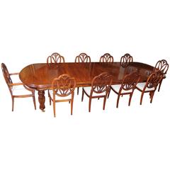 Vintage Victorian Style Dining Table Set with Hepplewhite Chairs Mahogany Suite