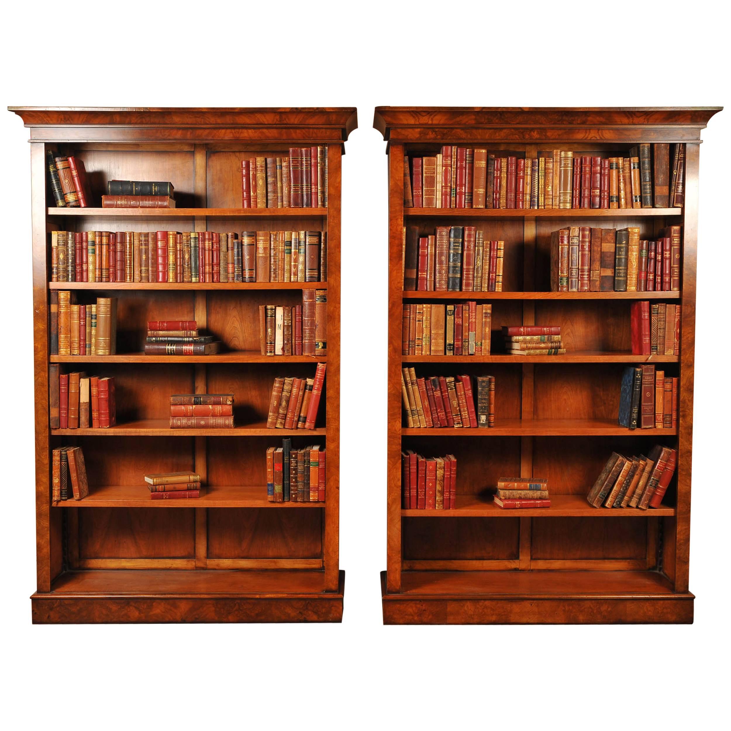 Pair of Walnut Victorian Style Bookcases Open Bookcase For Sale