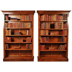 Vintage Pair of Walnut Victorian Style Bookcases Open Bookcase