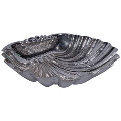 Large Hand-Hammered Sterling Silver Scallop Shell Bowl