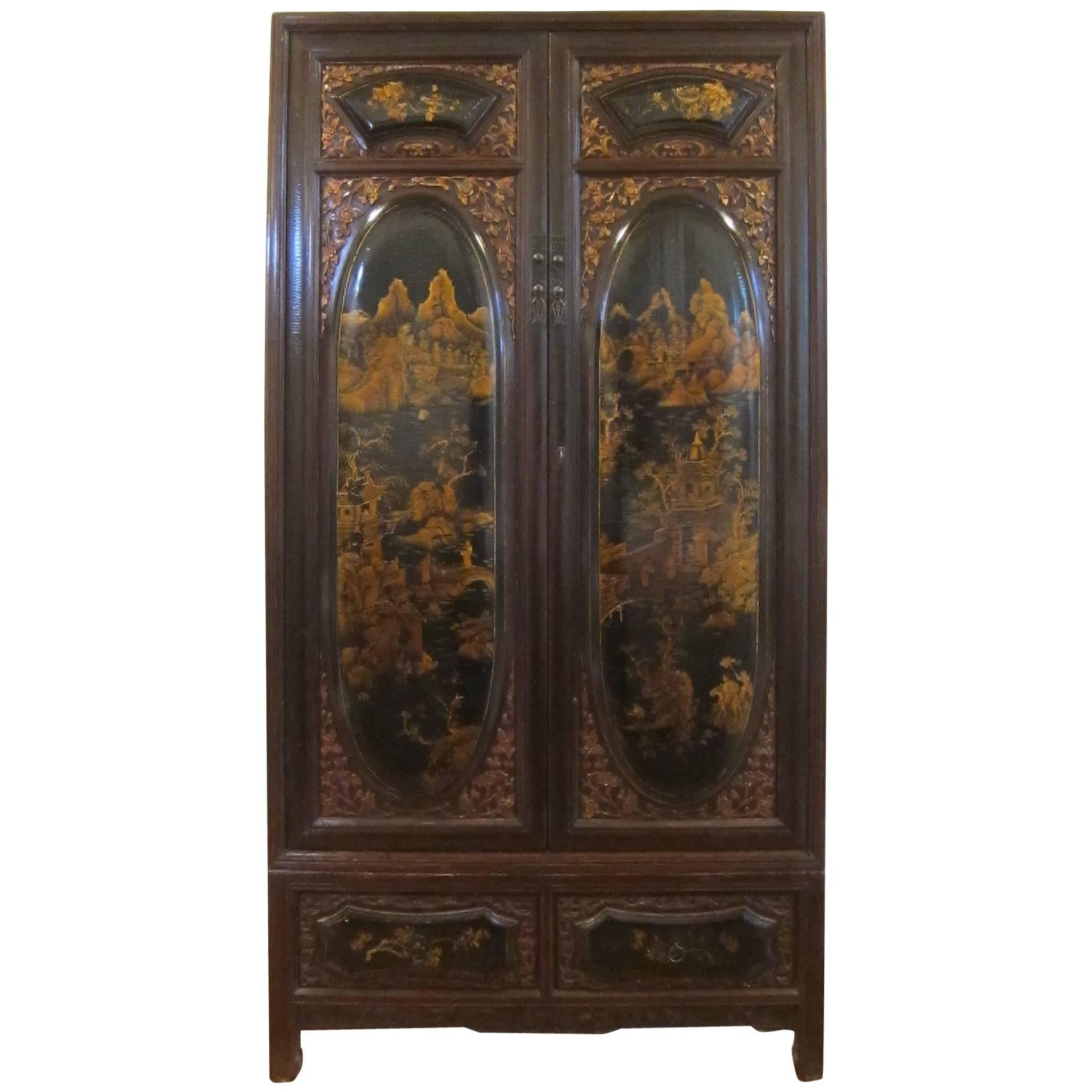 19th Century Gilt Painted Cabinet