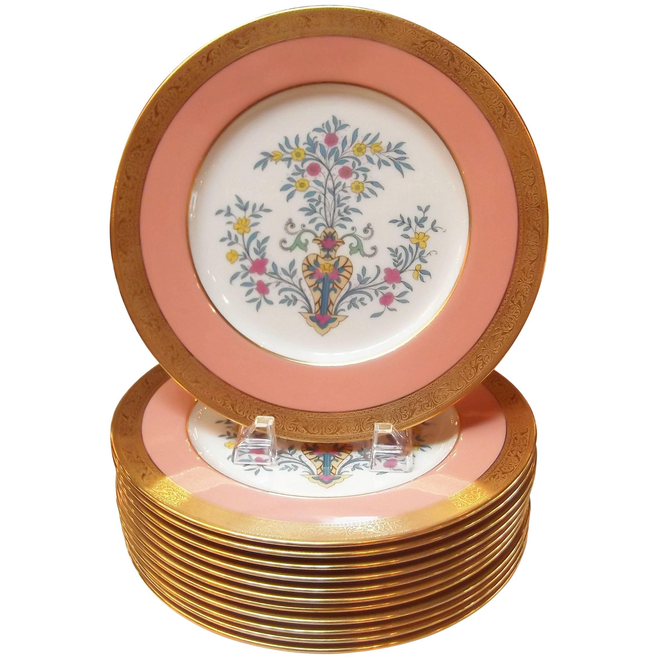 Gilt and Enameled Service Dinner Plates, Early 20th Century
