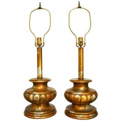 Pair of James Mont Camouflage Gilt Table Lamps 6