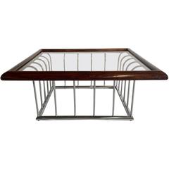Vintage Milo Baughman Wood and Chrome Glass Top Cocktail Table 10