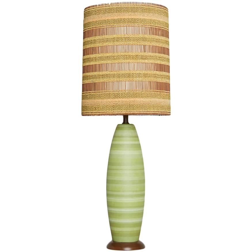Maria Kipp Woven Lamp Shade with Green Ceramic Lamp - ON SALE