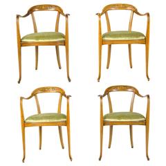 Set of Four French Art Nouveau Style Armchairs