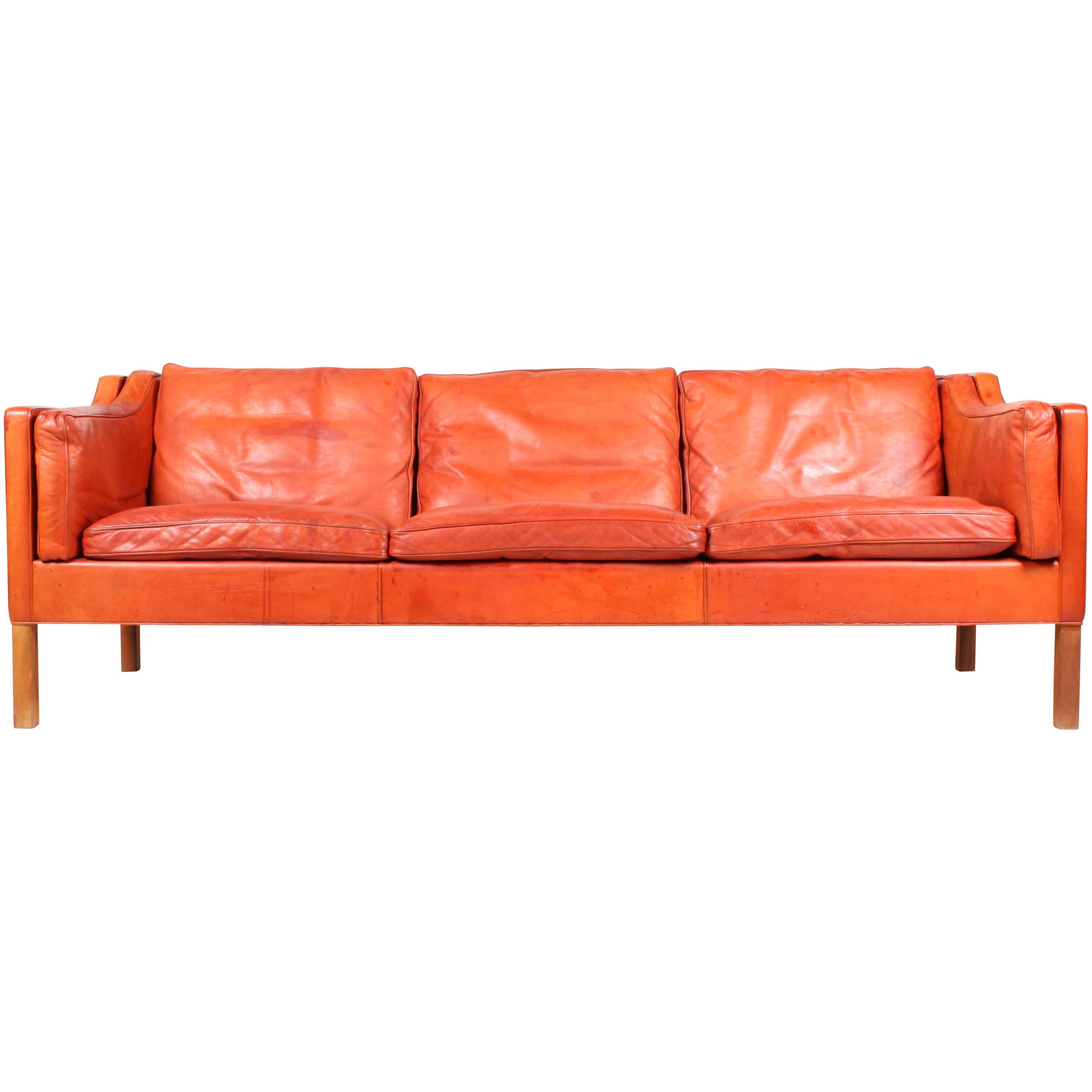 Børge Mogensen Sofa in Patinated Leather