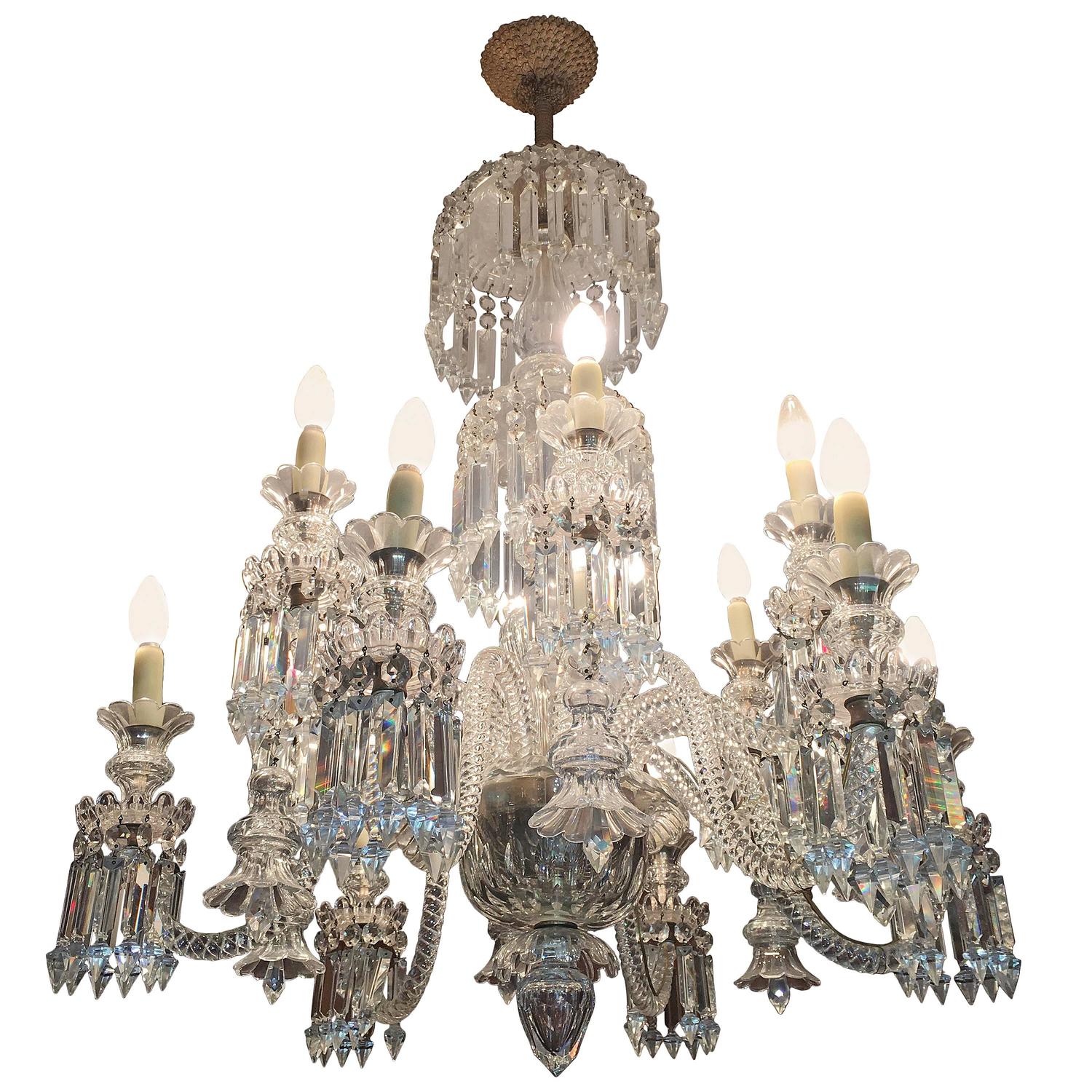 Large Rare French Mid Century Modern Crystal Chandelier Amazing Crystal Chandelier Attributed To Baccarat France 1870s