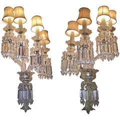 Antique Pair of Crystal Sconces attributed to Baccarat, France, 1870s