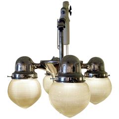 Industrial Dentist Wall Lamp with Holophane Glass Shades