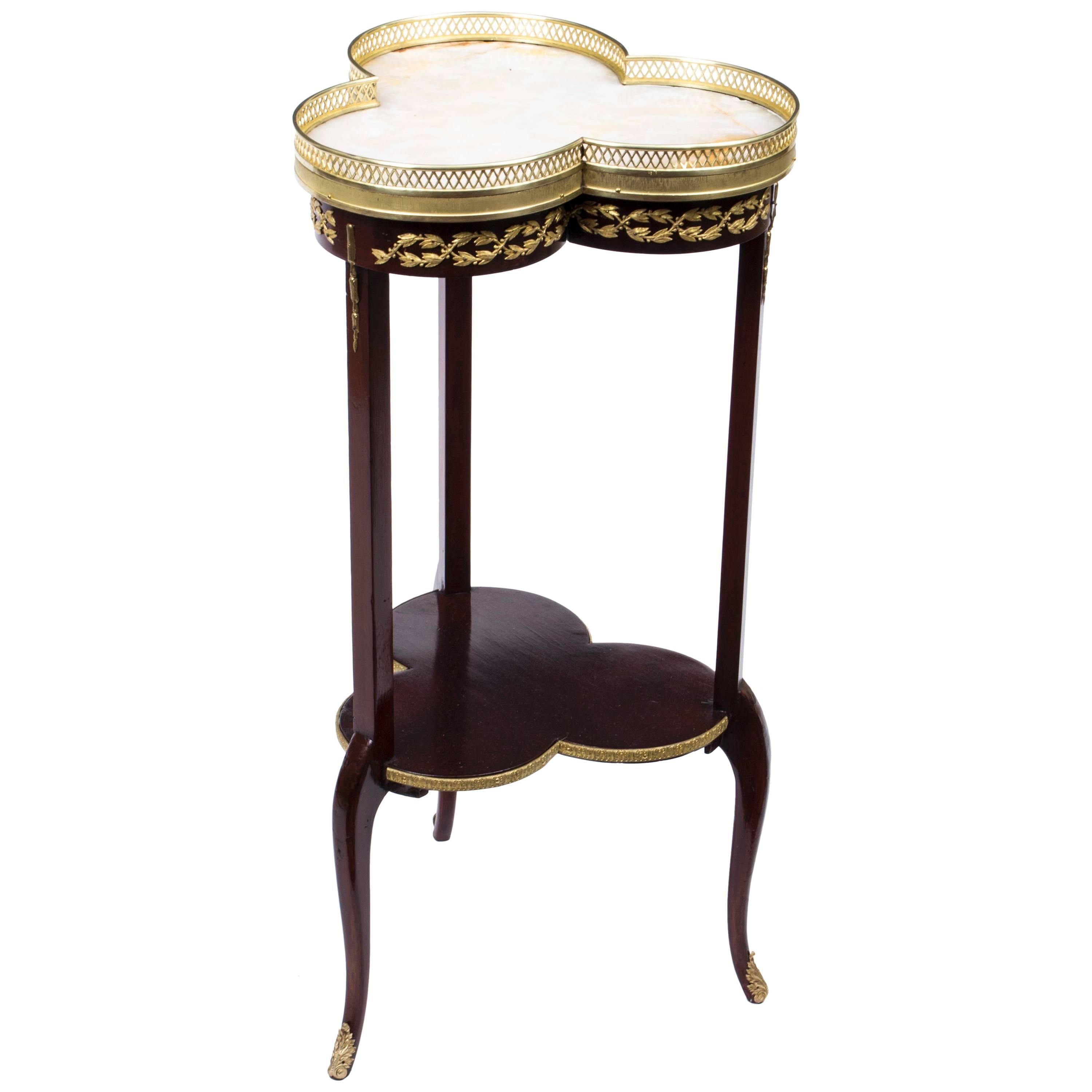 French Empire White Marble Trefoil Occasional Table, circa 1900