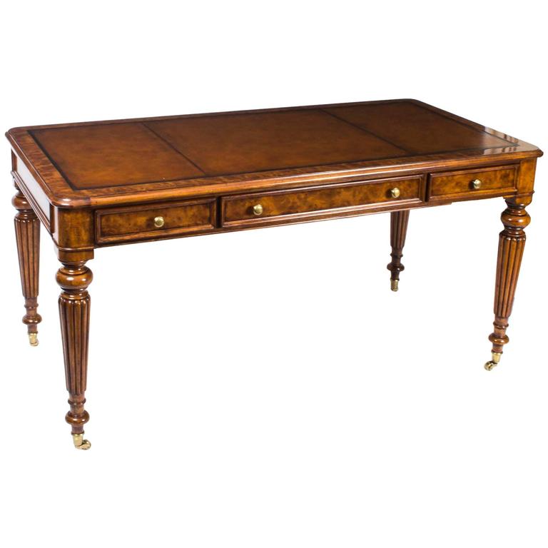 Elegant Gillows Style Burr Walnut Writing Table Desk at 1stdibs