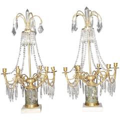 Vintage Pair of Empire Style Ormolu Candelabras Chandeliers Table Lamps