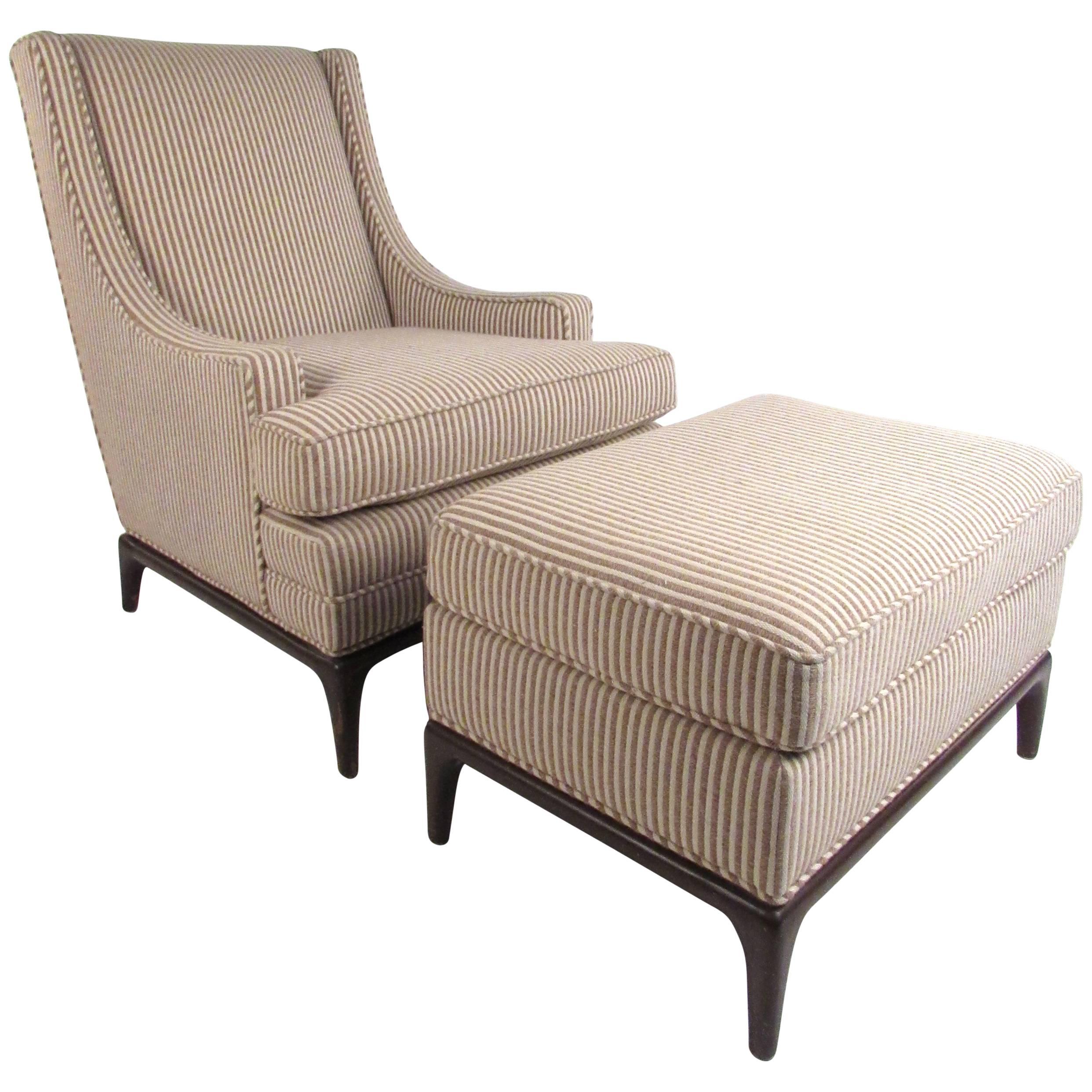 Mid-Century Modern Lounge Chair with Ottoman after Robsjohn-Gibbings