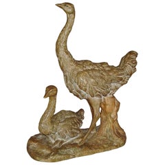 Early 20th Century Terracotta Sculpture of Ostriches