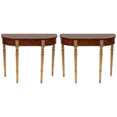 Pair of George III Mahogany and Satinwood Parcel-Gilt Console Tables 12