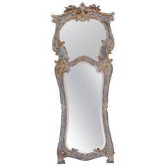 19th Century French Rococo Style Painted and Parcel-Gilt Mirror