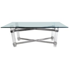 Mid-Century Karl Springer Style Lucite and Chrome Console Table