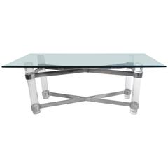 Mid-Century Karl Springer Style Lucite and Chrome Console Table 1
