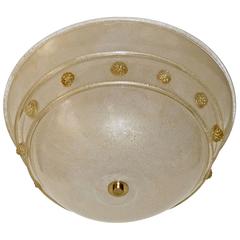 Murano Glass Gold Infused Flush Mount Ceiling Light by Barovier & Toso