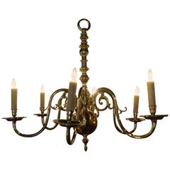 Dutch Style Polished Brass Six-Light Chandelier, 19th Century 10
