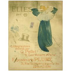 "Elles, " a Turn of the Century Exhibition Poster by Toulouse-Lautrec, 1896